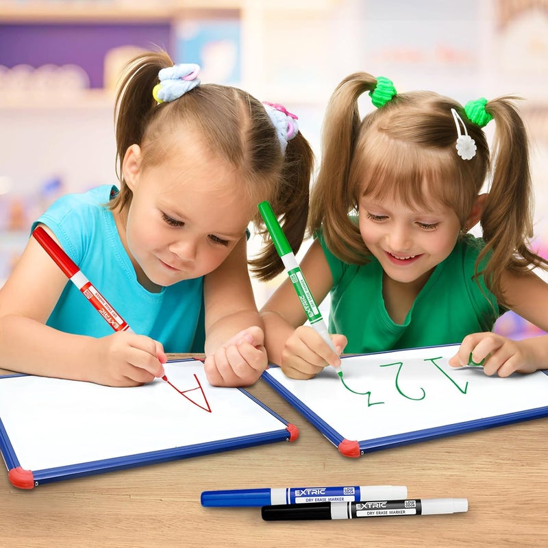 EXTRIC Dry Erase Markers Fine Tip Set, 5 Whiteboard Markers, Whiteboard Cleaner and Eraser, Low Odor Dry Erase Marker with Eraser, White Board Marker for Kids, School Supplies and Teachers - Image 2